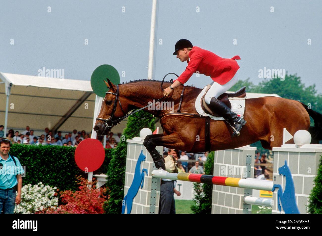 CSIO Lucerne, mai 1992, Roelof Bril (NED) circonscription Olympic Ahorn Banque D'Images