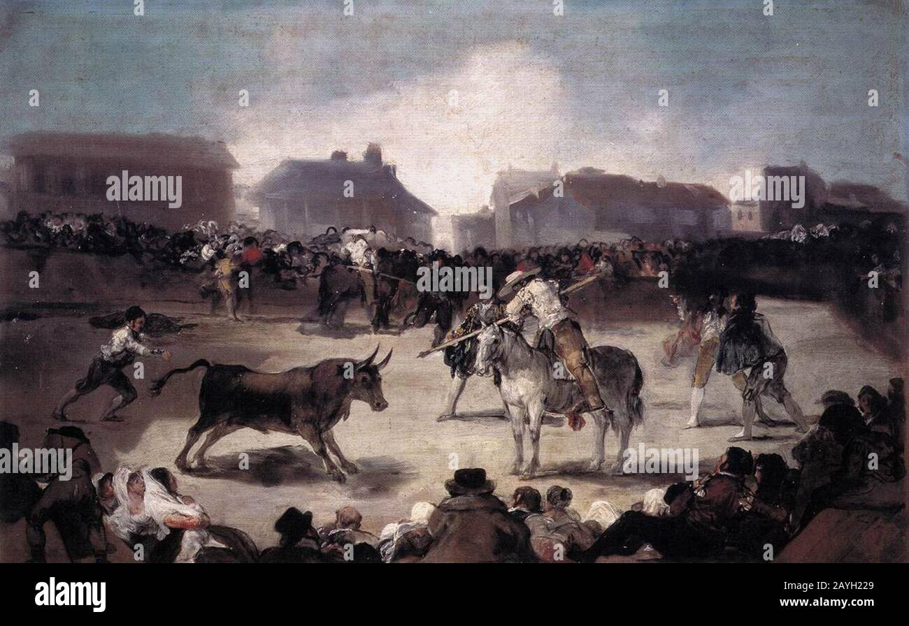 Francisco de Goya y Lucientes - UN village Bullfight Banque D'Images