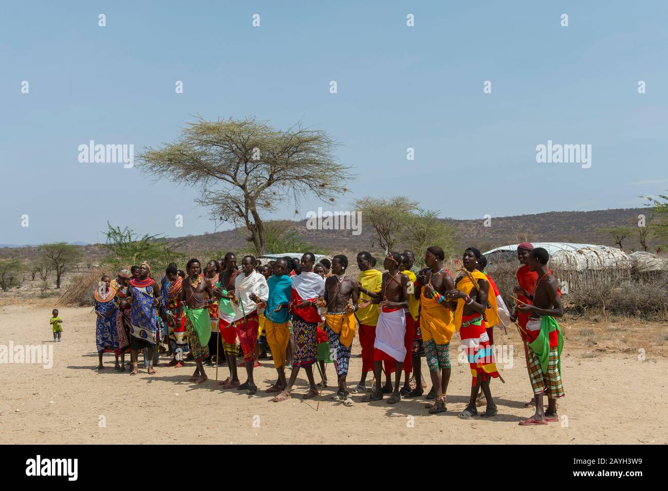 Samburu Tribes personnes dans un village de Samburu près De la Réserve nationale de Samburu au Kenya. Banque D'Images