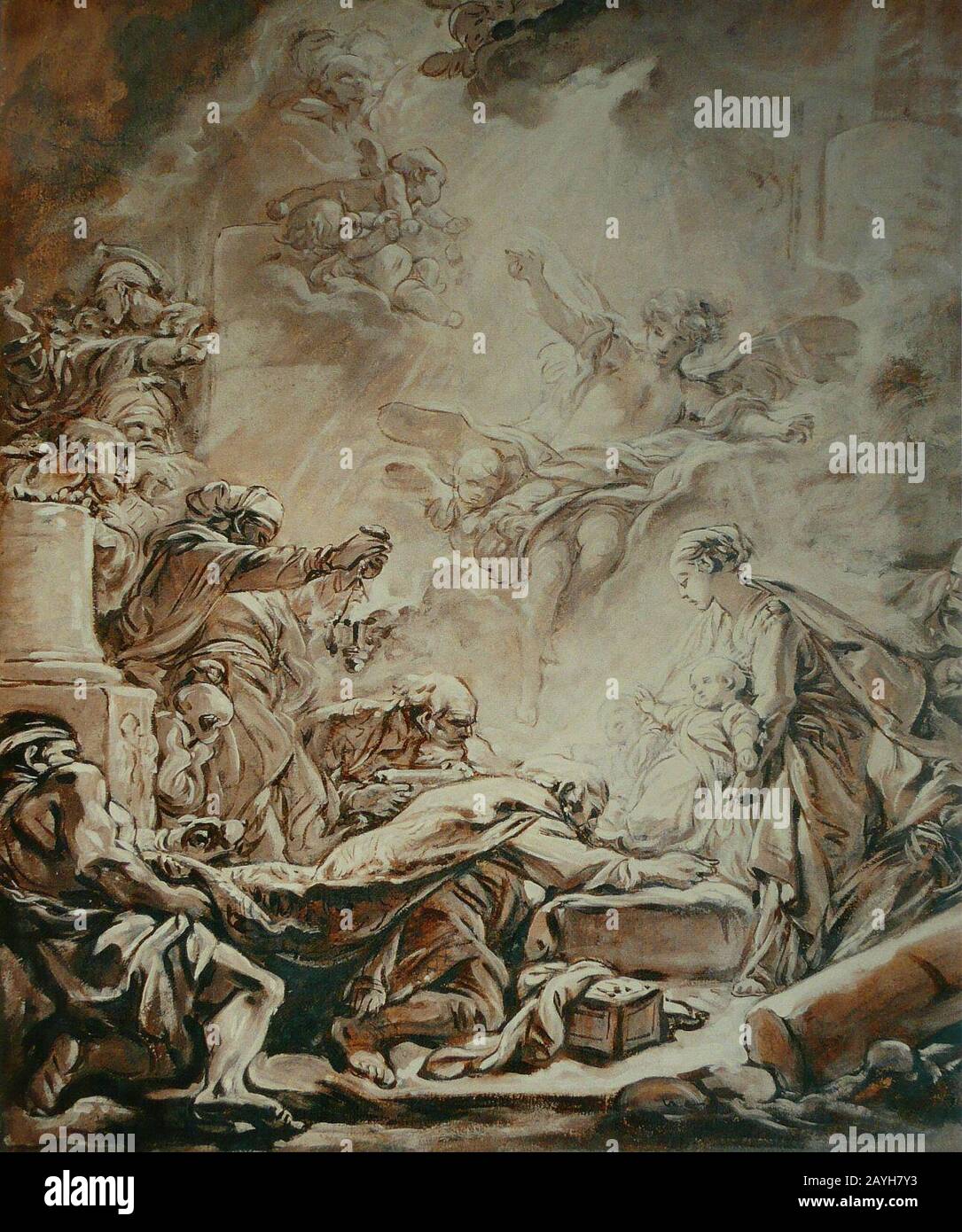 François Boucher - l'adoration des Mages. Banque D'Images