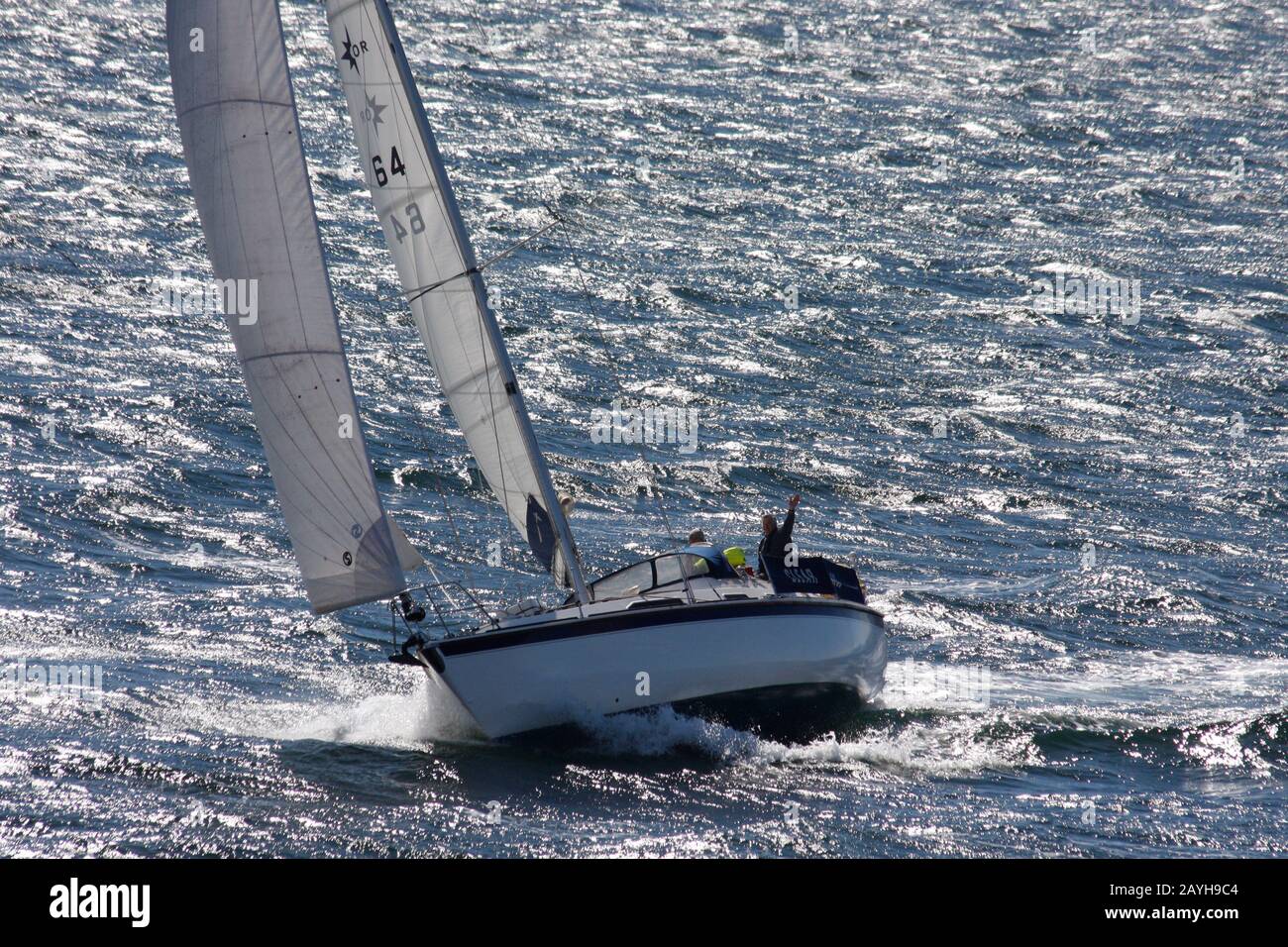 Bateau à voile Ocean Ranger à l'ouest, sous la voile dans le détroit de Sleat, île de Skye, Hebrides, Écosse Banque D'Images