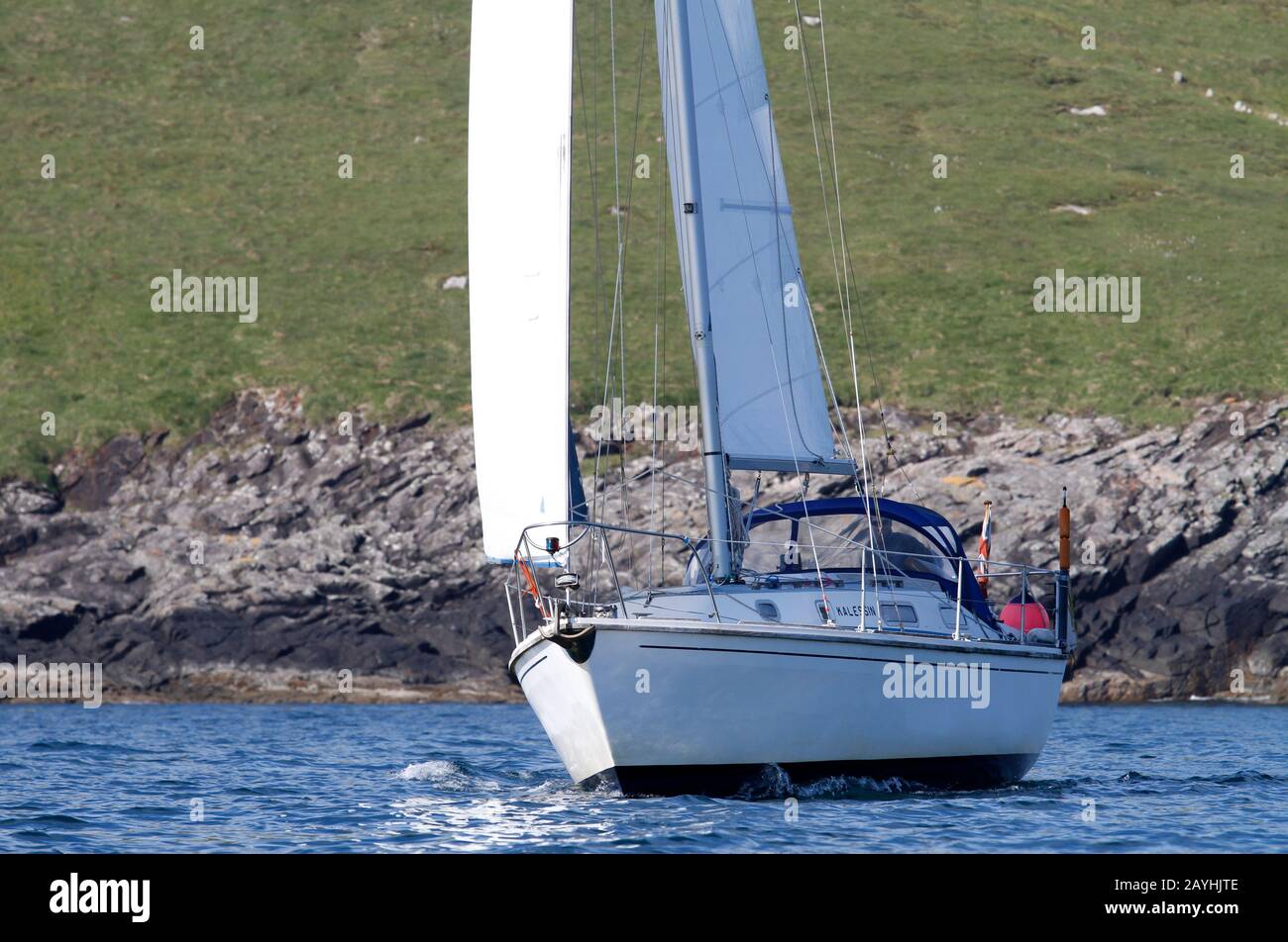 Yacht À Voile 'Kalessin', Mingulay Bay, Mingulay, Western Isles, Ecosse Banque D'Images