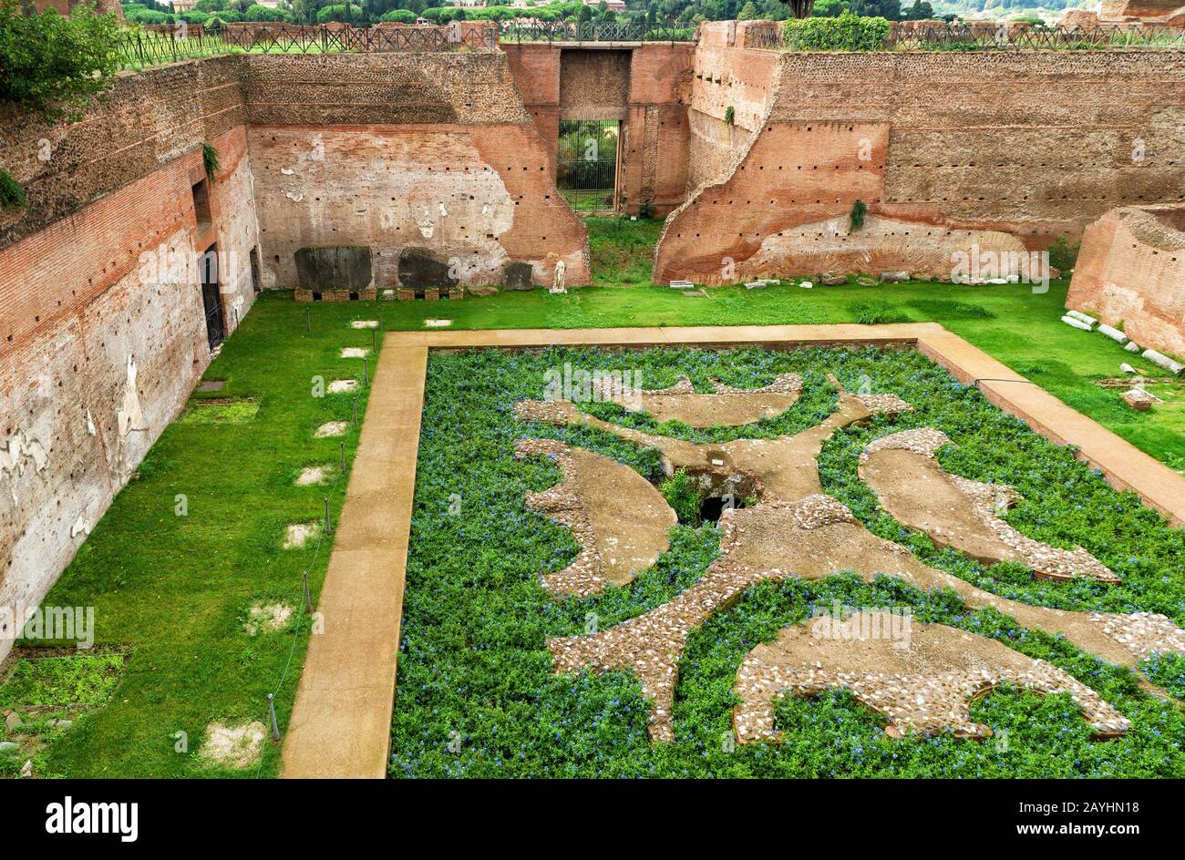 Ruines de la Maison d'Auguste sur le mont Palatin à Rome, Italie Banque D'Images