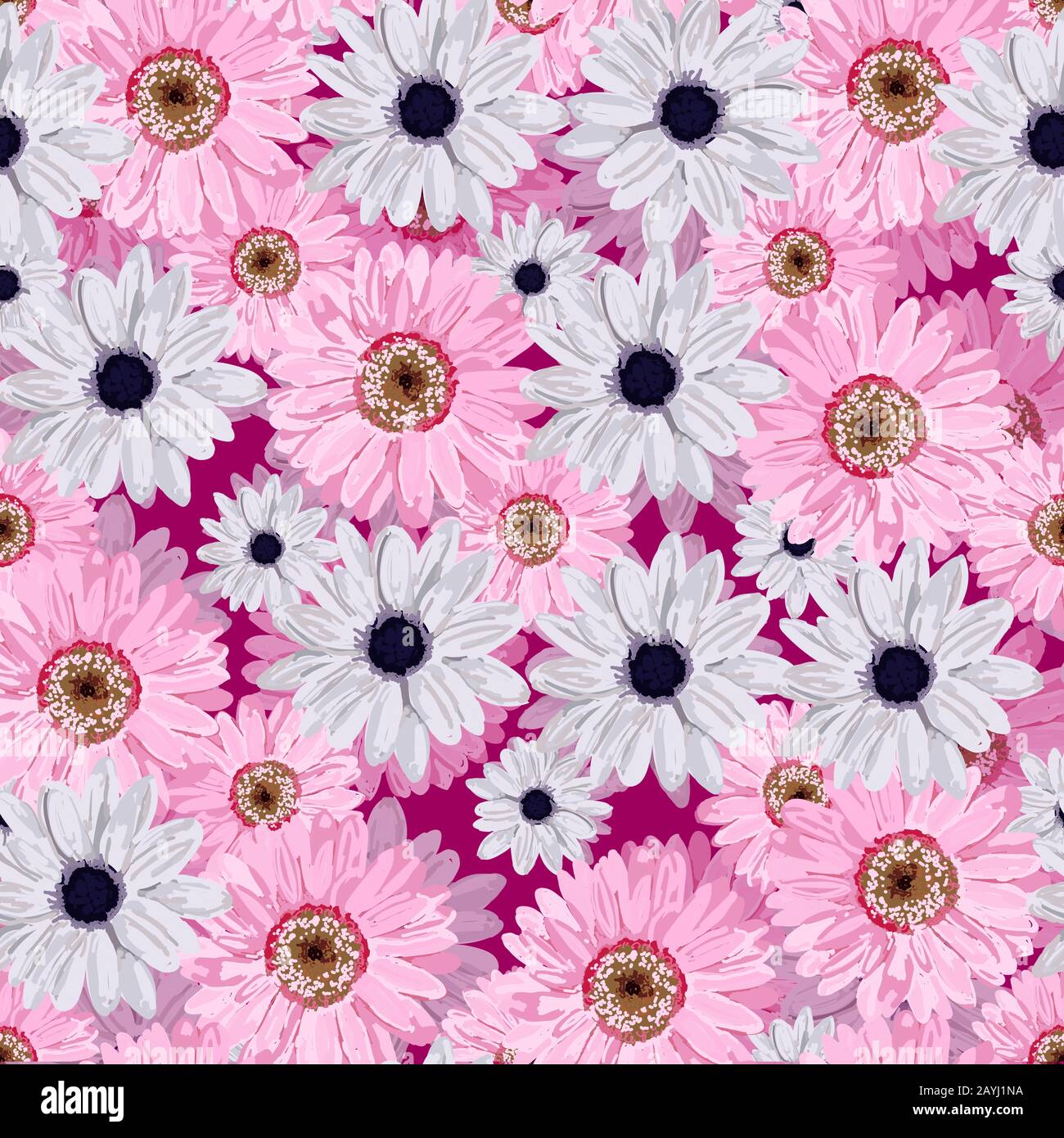 Motif fleuri Sans Couture avec Gerbera et chrysanthème. Conception parfaite pour le tissu et le textile, le papier d'emballage et le papier peint pour les murs. Motif vectoriel Illustration de Vecteur