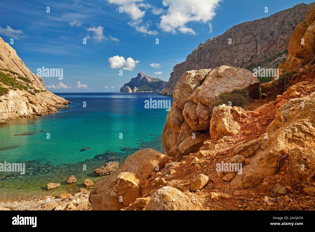 Côte Et Baie Cala Boquer, Espagne, Iles Baléares, Majorque, Port De Pollenca Banque D'Images