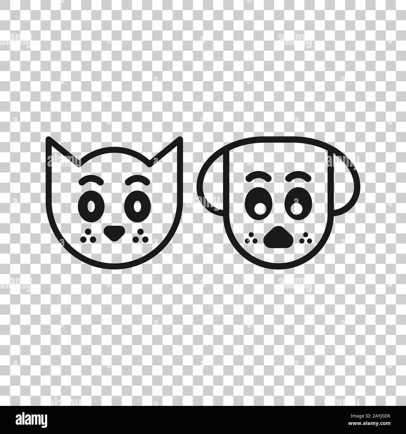 L'icône de chat et de chien dans l'appartement de style. Tête d'Animal vector illustration sur fond blanc isolé. Cartoon funny animal concept d'entreprise. Illustration de Vecteur L'icône de chat et de chien dans l'appartement de style. Tête d'Animal vector illustration sur fond blanc isolé. Cartoon funny animal concept d'entreprise. Illustration de Vecteur