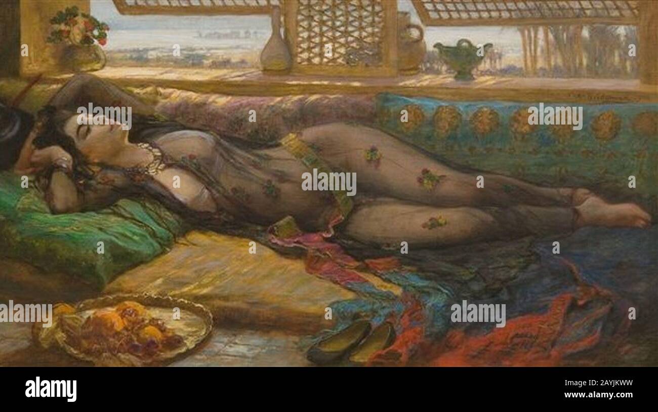 Frederick-Arthur-Bridgman Recdoubing Beauté. Banque D'Images