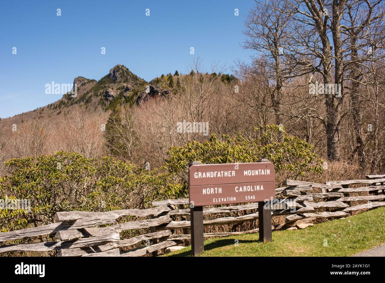L'entrée du grand-Père Mountain State Park à Linville, Caroline du Nord. Banque D'Images