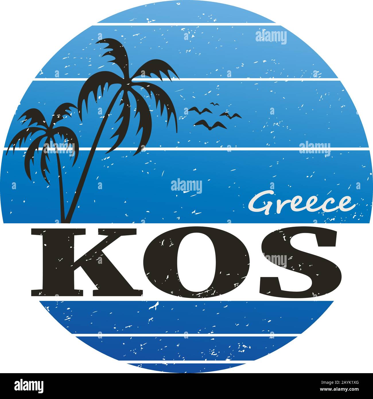 Kos vacances sous les palmiers logo de t-shirt vecteur de design Illustration de Vecteur