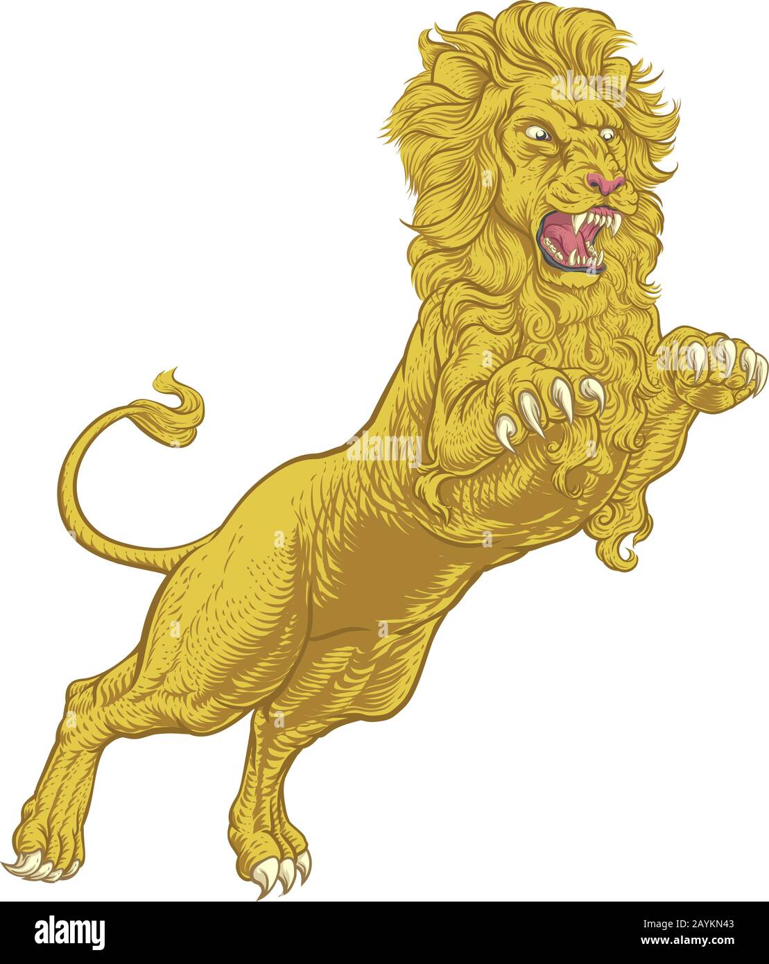 Illustration attaque Lion Illustration de Vecteur