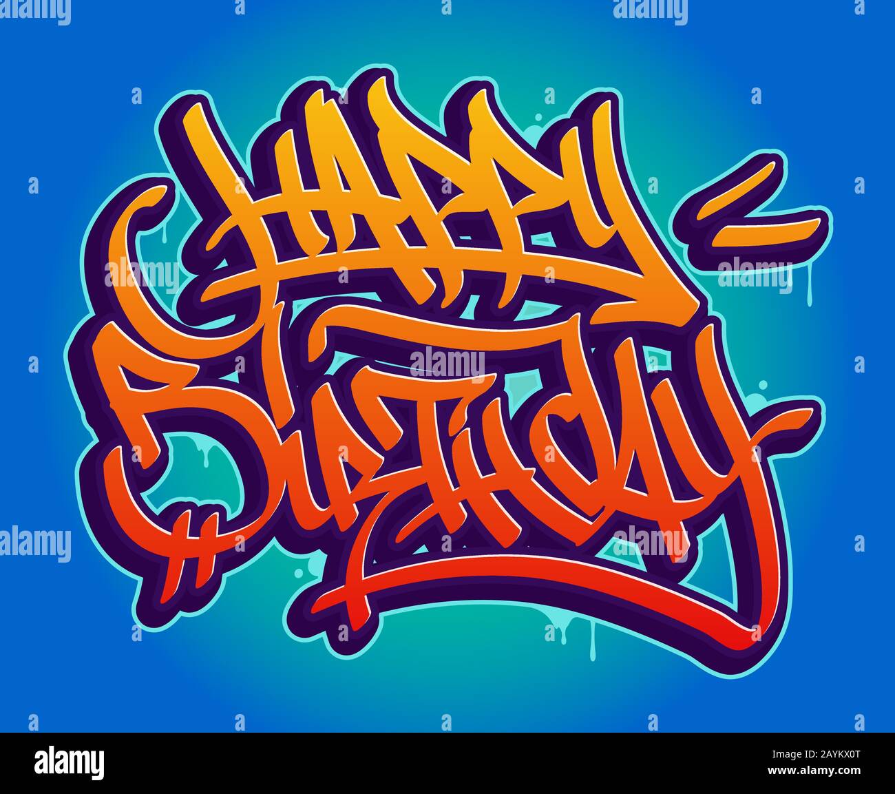 Bonne carte d'anniversaire dans le style graffiti. Illustration de Vecteur