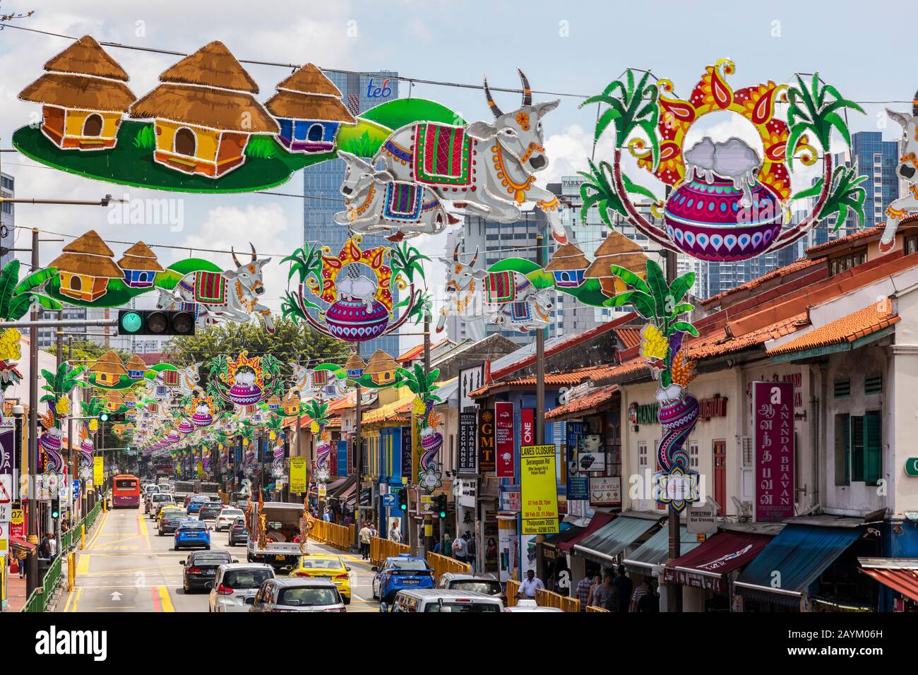 Quartier Little India de Singapour où la culture est principalement asiatique / indienne et est une attraction touristique majeure dans la ville de Singapour, en Asie Banque D'Images