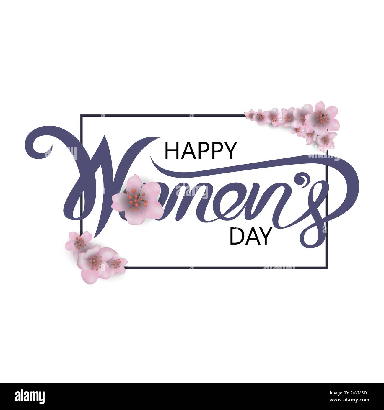 8 Mars signe et Résumé carte de vœux à fleurs roses.Journée internationale Heureuse des femmes.8 Mars vacances contexte avec cadre de fleurs .Branché Desi Illustration de Vecteur