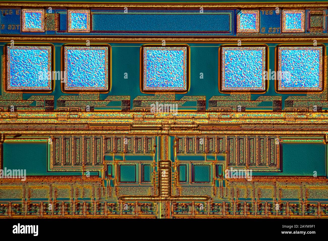 Surface d'une micropuce, image différentielle de contraste d'interférence, wafer de silicium Banque D'Images