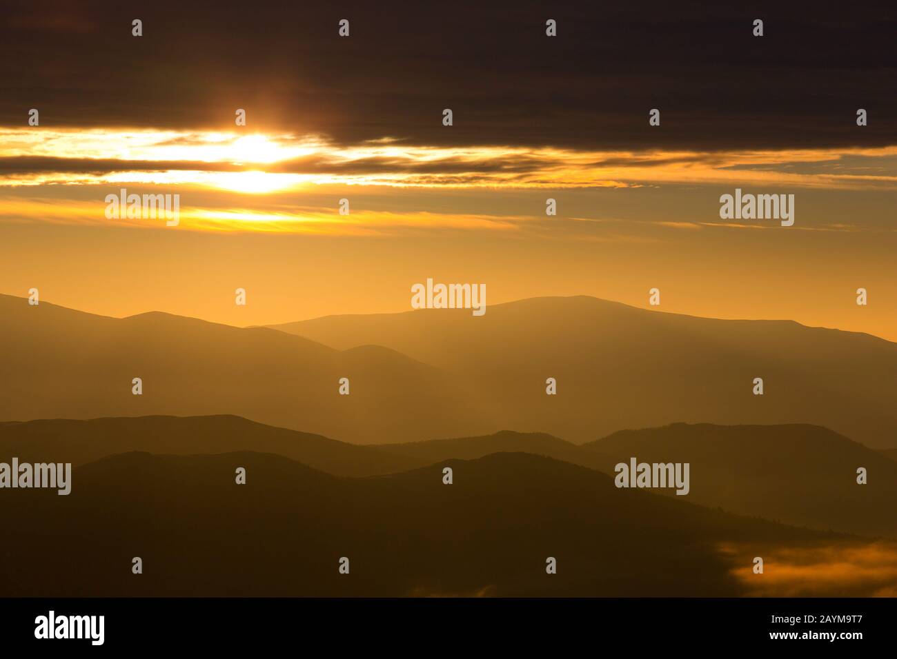 Lever du soleil sur le parc national de Rondane en automne, Norvège, Parc national de Rondane Banque D'Images