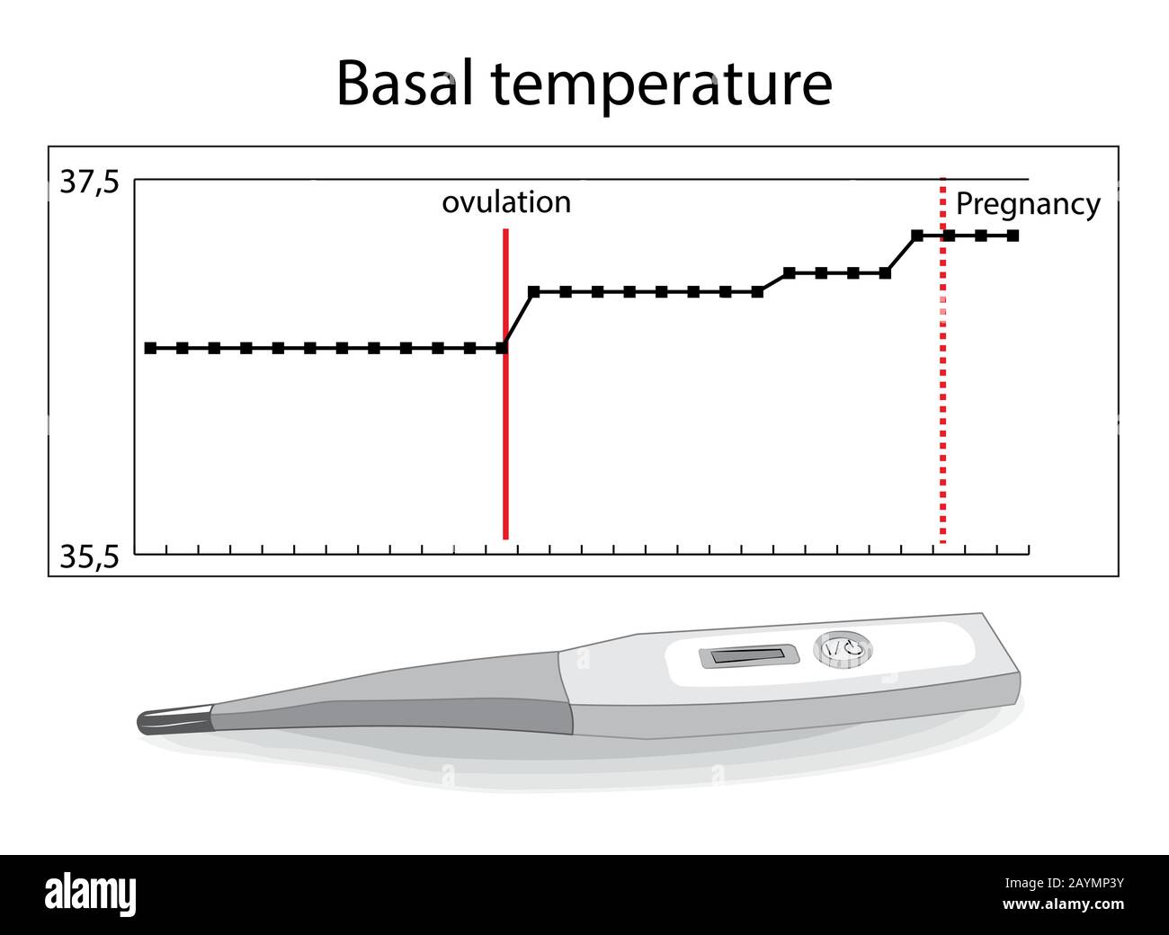 planification de la température basale et de sa mesure . Planification de bébé et de famille. Illustration de Vecteur