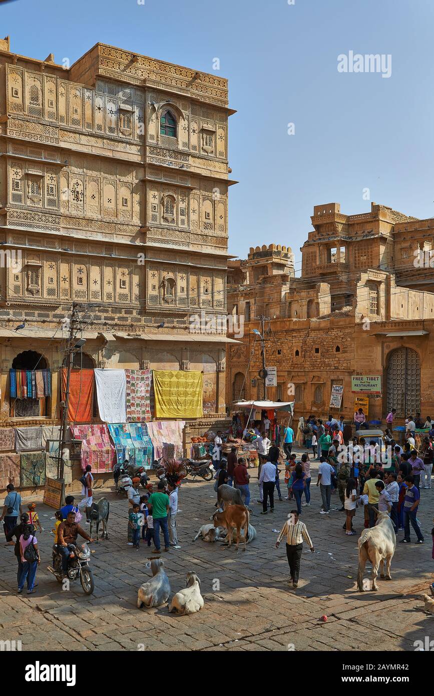 Raja Ka Mahal rois palais de Jaisalmer, Rajasthan, Inde Banque D'Images