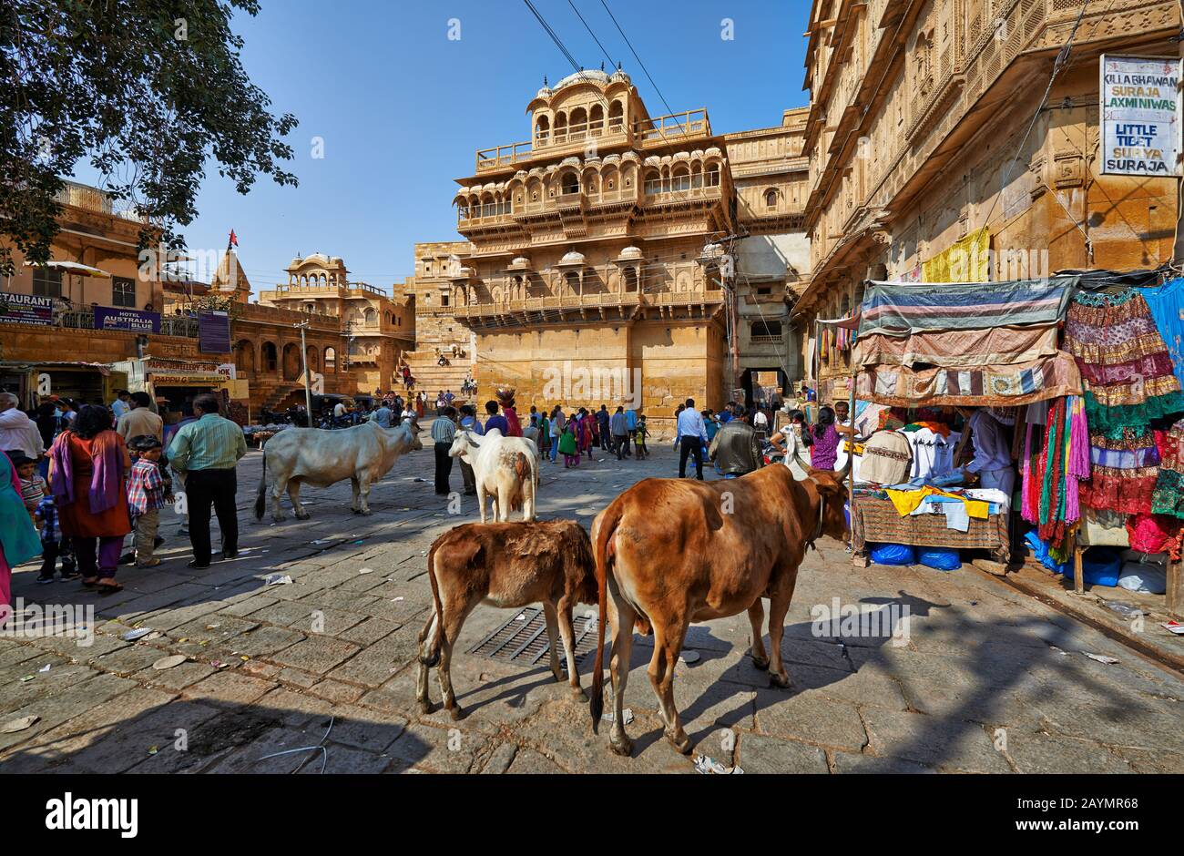 Raja Ka Mahal rois palais de Jaisalmer, Rajasthan, Inde Banque D'Images