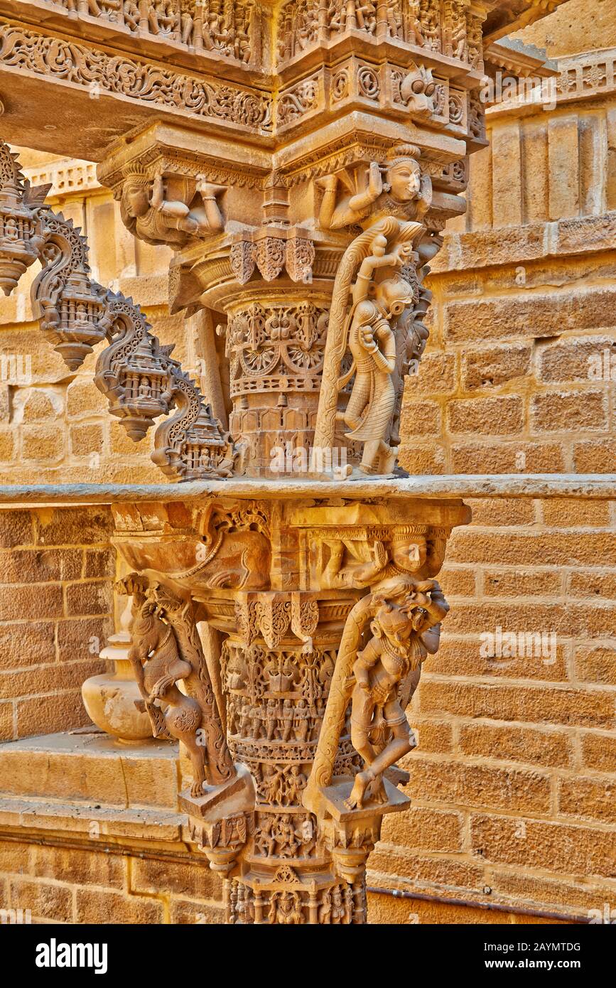 Temple Chandrarabhu Jain, Jaisalmer, Rajasthan, Inde Banque D'Images