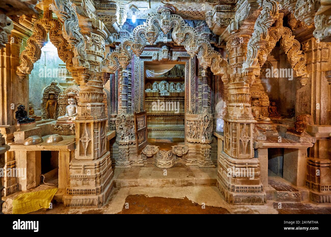 Temple Chandrarabhu Jain, Jaisalmer, Rajasthan, Inde Banque D'Images