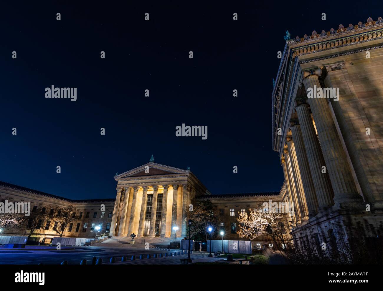 Musée d'art de Philadelphie la nuit. Banque D'Images