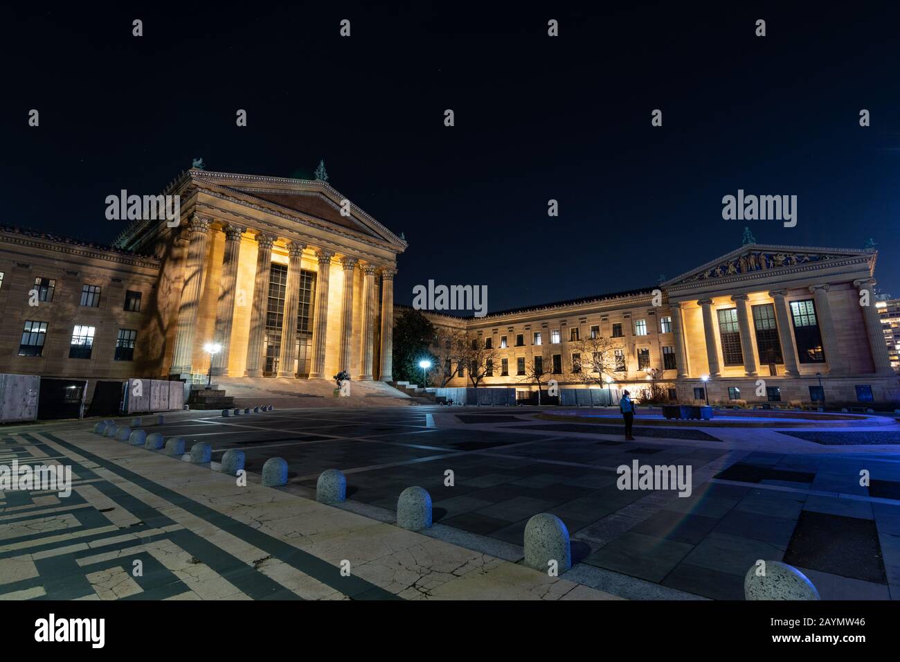 Musée d'art de Philadelphie la nuit. Banque D'Images