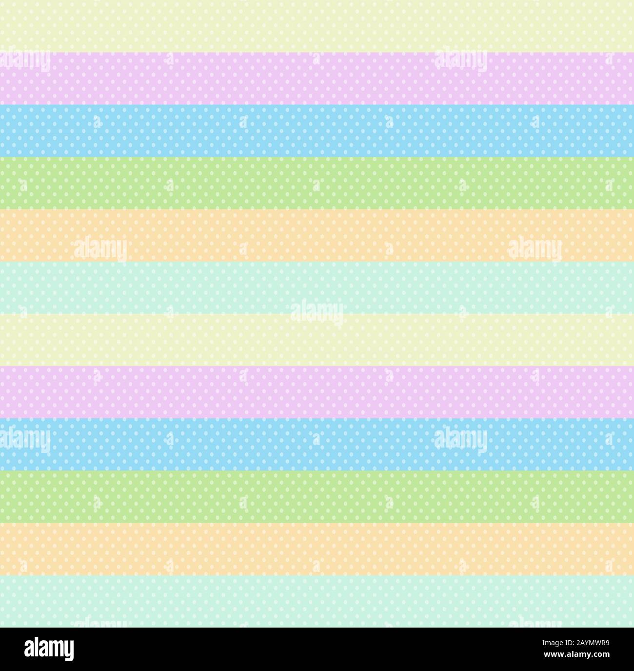 Arrière-Plan Rayé Des Couleurs Pastel Pour Bébé Et Des Points Polka. Rose À Fines Rayures Horizontales Sans Couture Bleu Vert Orange Et Jaune Palette Pour Le Scrapboo De Fond D'Écran Illustration de Vecteur