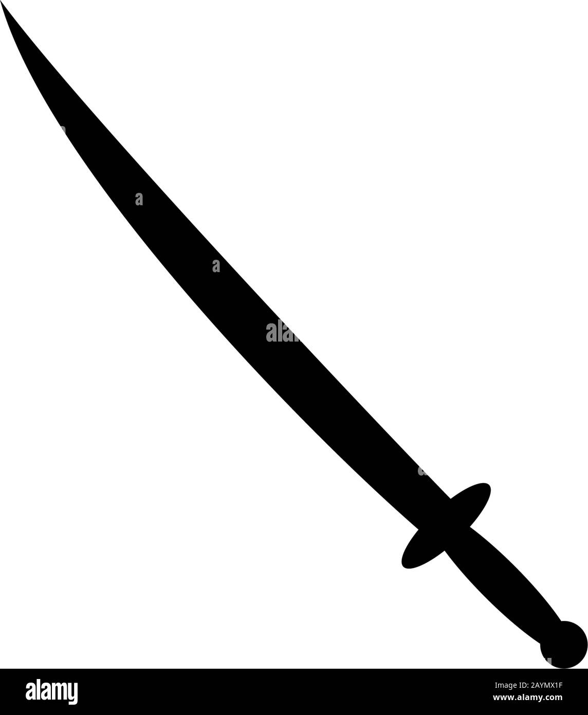 Sabre isolé sur fond blanc. Épée militaire ancienne arme design silhouette. Illustration Vectorielle, Icône Simple. Les Poignards Et Les Couteaux Sont Tirés À La Main. Illustration de Vecteur