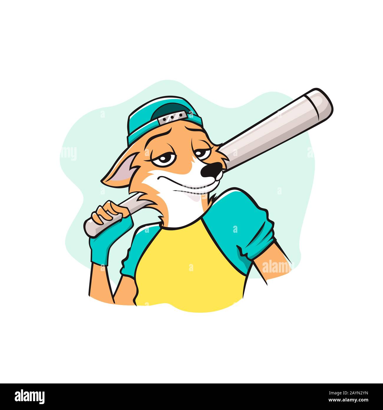 Portrait de l'agréable sourire renard joueur de base-ball illustration graphique vectorielle Illustration de Vecteur