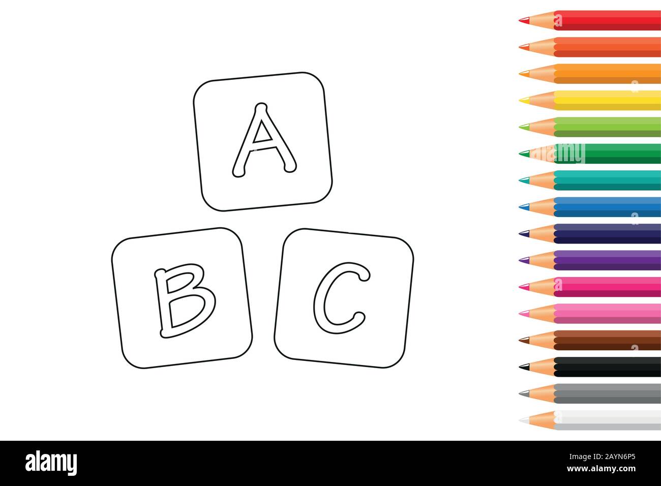 Dés pour bébés pour livres de coloriage avec crayons illustration vectorielle EPS10 Illustration de Vecteur