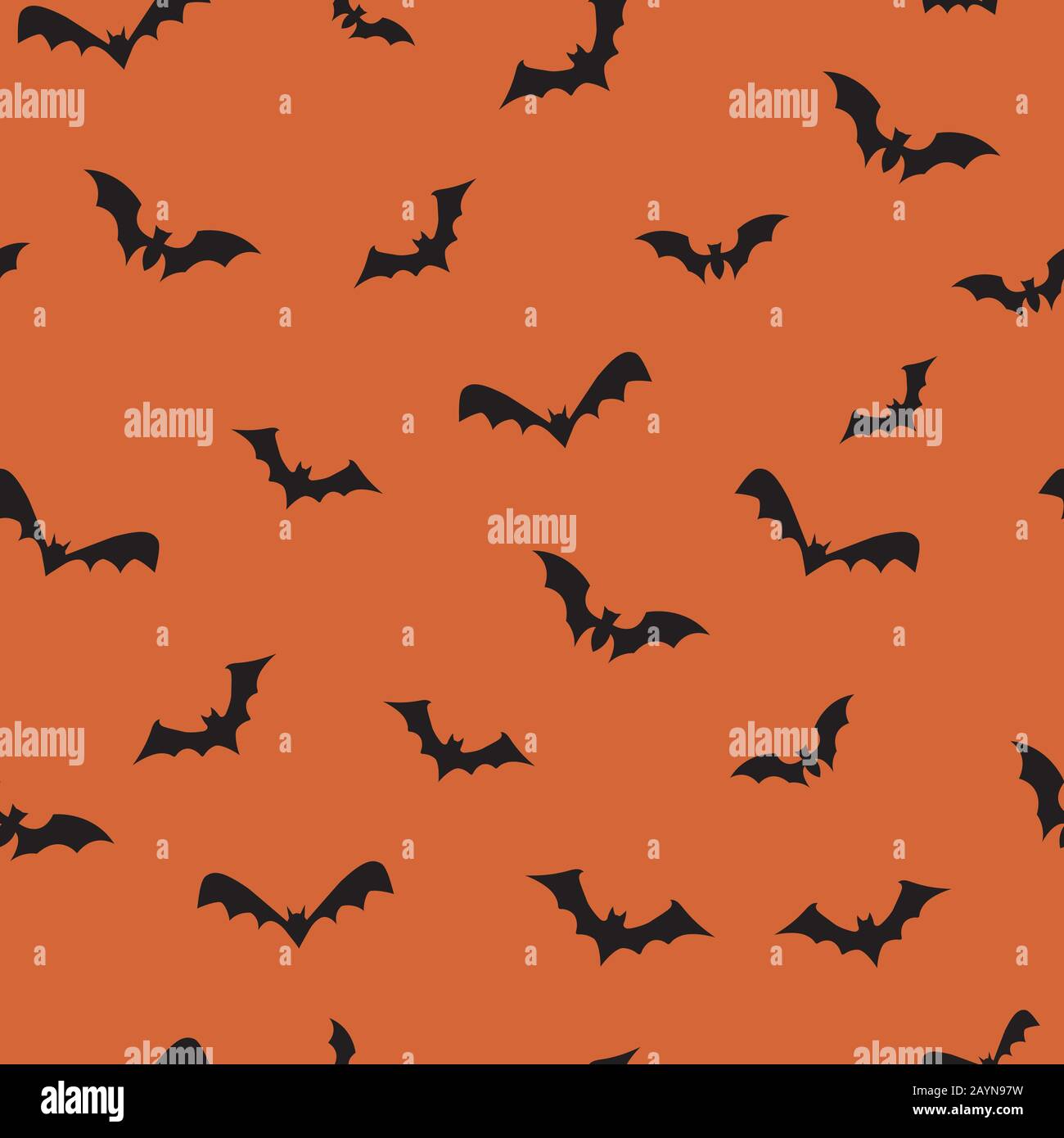 Battes modèle de répétition sans couture pour les vacances d'octobre sur fond orange. Illustration vectorielle. Illustration de Vecteur