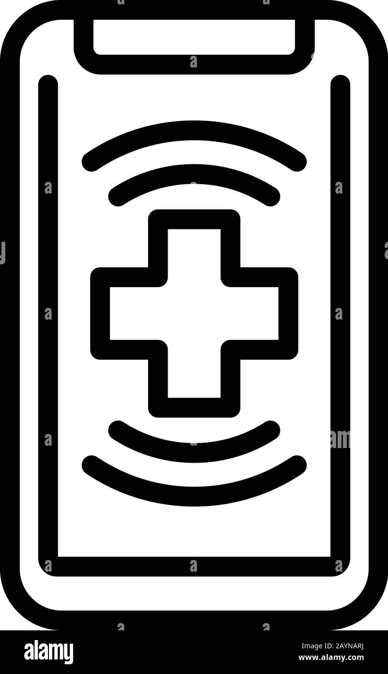 Icône d'aide médicale pour smartphone, style de contour Illustration de Vecteur