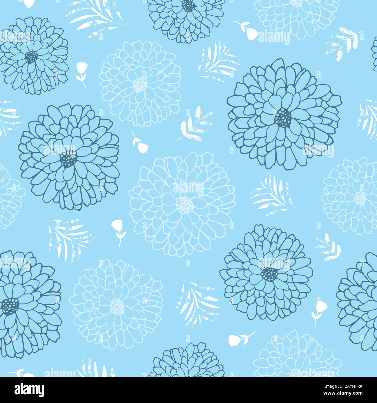 Fleurs bleues et blanches motif de répétition sans couture. Parfait pour les arrière-plans, le papier peint, le design textile et le décor à la maison. Illustration vectorielle. Illustration de Vecteur