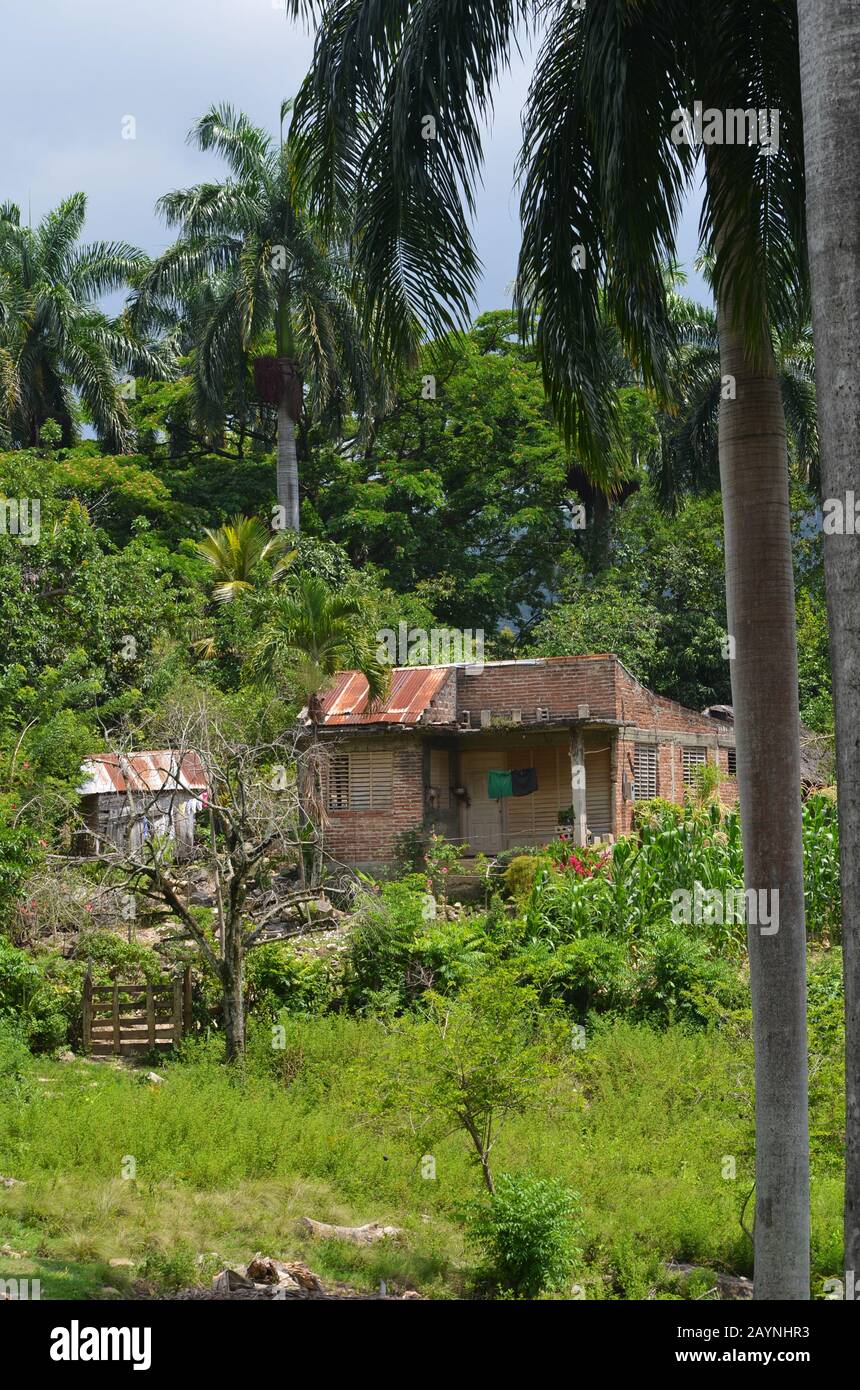 Logements ruraux traditionnels près du village de Guisa, au pied de la Sierra Maestra, dans le sud de Cuba Banque D'Images