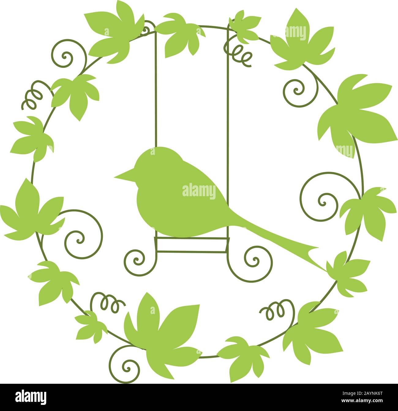 Illustration d'un oiseau sur une branche avec des feuilles Illustration de Vecteur