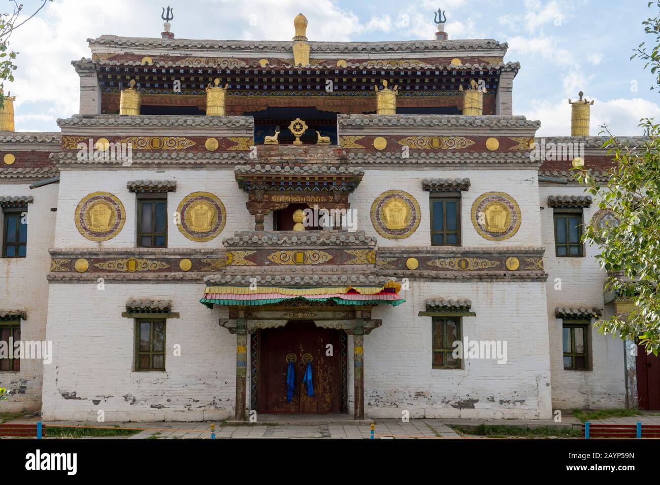 Le temple de Laviran, qui fait partie du monastère d'Erdene Zuu à Kharakhorum (Karakorum), Mongolie, Mongolias le plus grand monastère, (patrimoine mondial de l'UNESCO) Banque D'Images