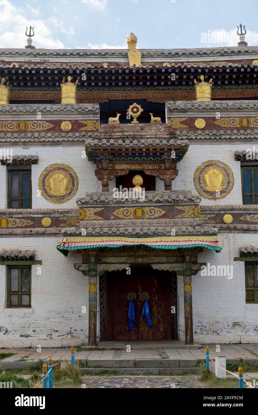 Le temple de Laviran, qui fait partie du monastère d'Erdene Zuu à Kharakhorum (Karakorum), Mongolie, Mongolias le plus grand monastère, (patrimoine mondial de l'UNESCO) Banque D'Images