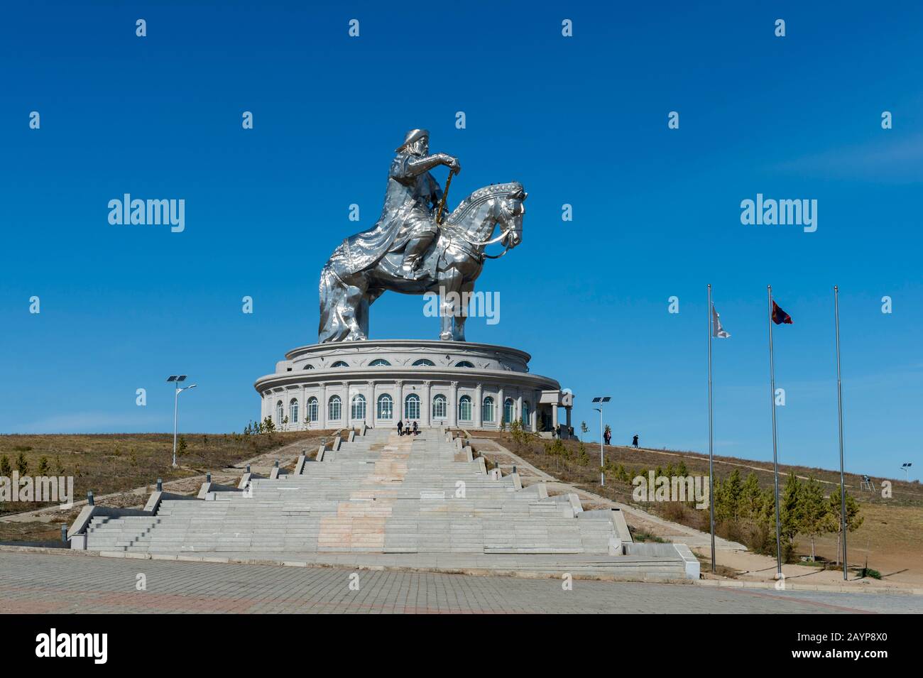 La statue équestre de Gengis Khan mesure 130 pieds de haut et fait partie Du Complexe de la statue de Gengis Khan sur la rive de la rivière Tuul à Tsonjin Boldog 33 M. Banque D'Images