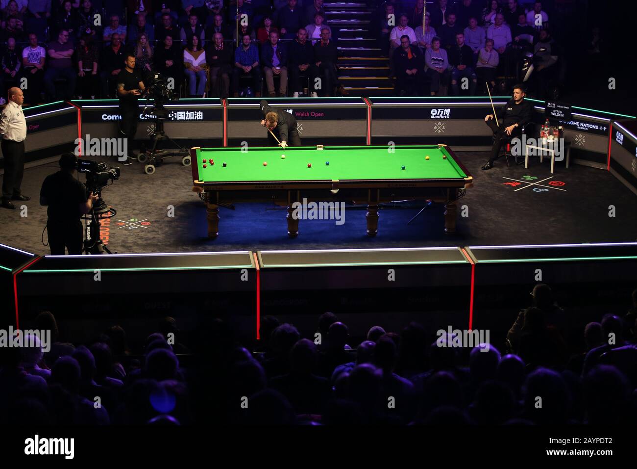 Cardiff, Royaume-Uni. 16 février 2020. Shaun Murphy, d'Angleterre, lors de la finale contre Kyren Wilson, d'Angleterre. ManBet X Welsh Open snooker 2020, jour 7, dernier jour à la Motorpoint Arena de Cardiff, Pays de Galles du Sud le dimanche 16 février 2020 pic par Andrew Orchard/Andrew Orchard sports photographie/Alay Live news crédit: Andrew Orchard sports photographie/Alay Live News Banque D'Images