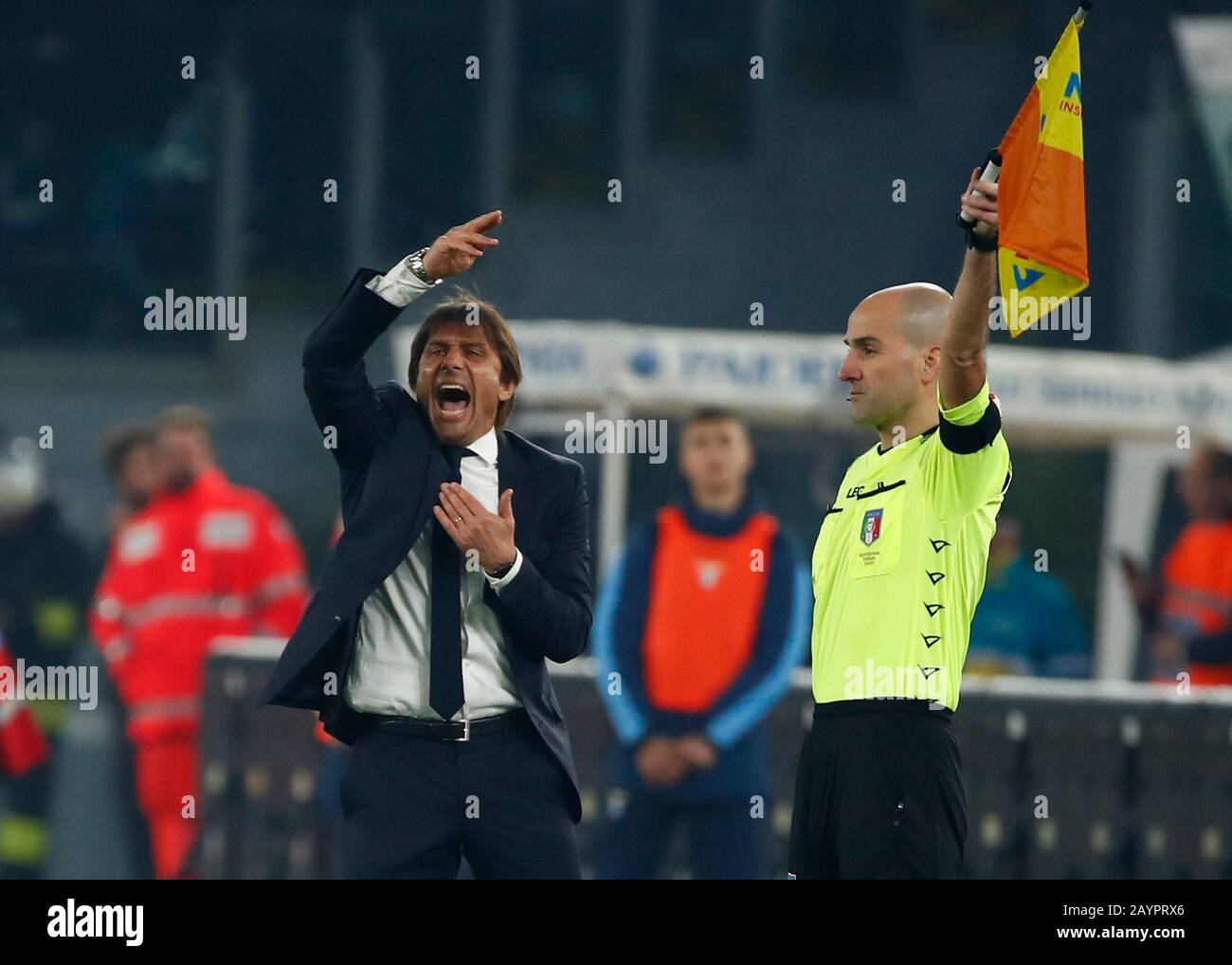 Rome, Italie, 16 février 2020 Antonio Conte entraîneur d'Inter en action pendant la série italienne UN match de football entre SS Lazio et Finter milan Banque D'Images