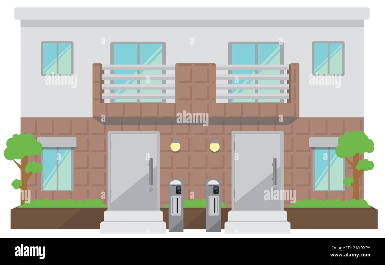 deux familles maison / duplex maison. Illustration de l'image. Illustration de Vecteur