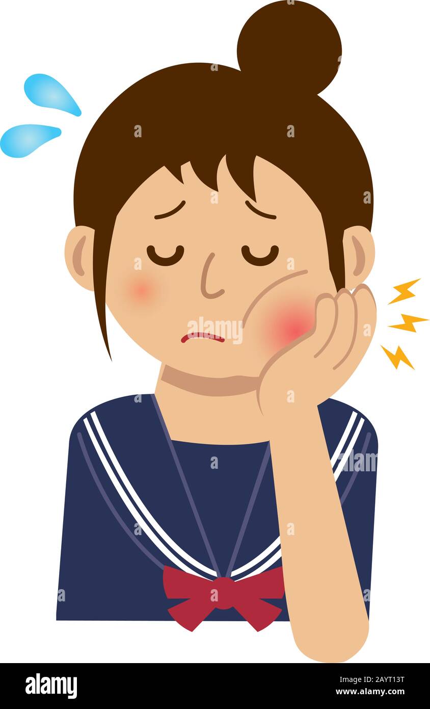 Femme adolescente avec illustration de maux de dents Illustration de Vecteur
