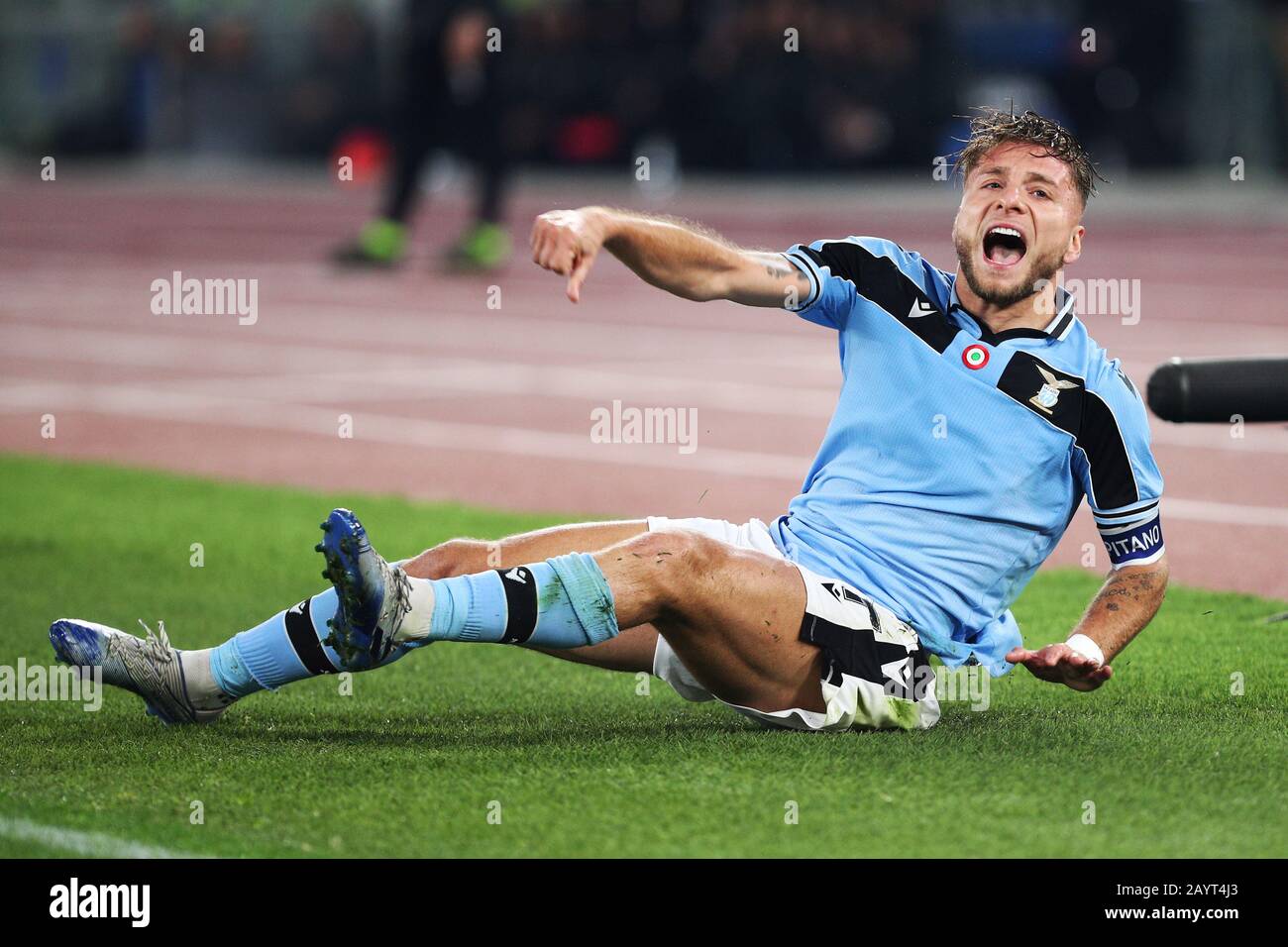 Ciro Immobile du Latium réagit lors du championnat italien Serie UN match de football entre SS Lazio et FC Internazionale le 16 février 2020 à Stadio Olimpico à Rome, Italie - photo Federico Proietti/ESPA-Images Banque D'Images