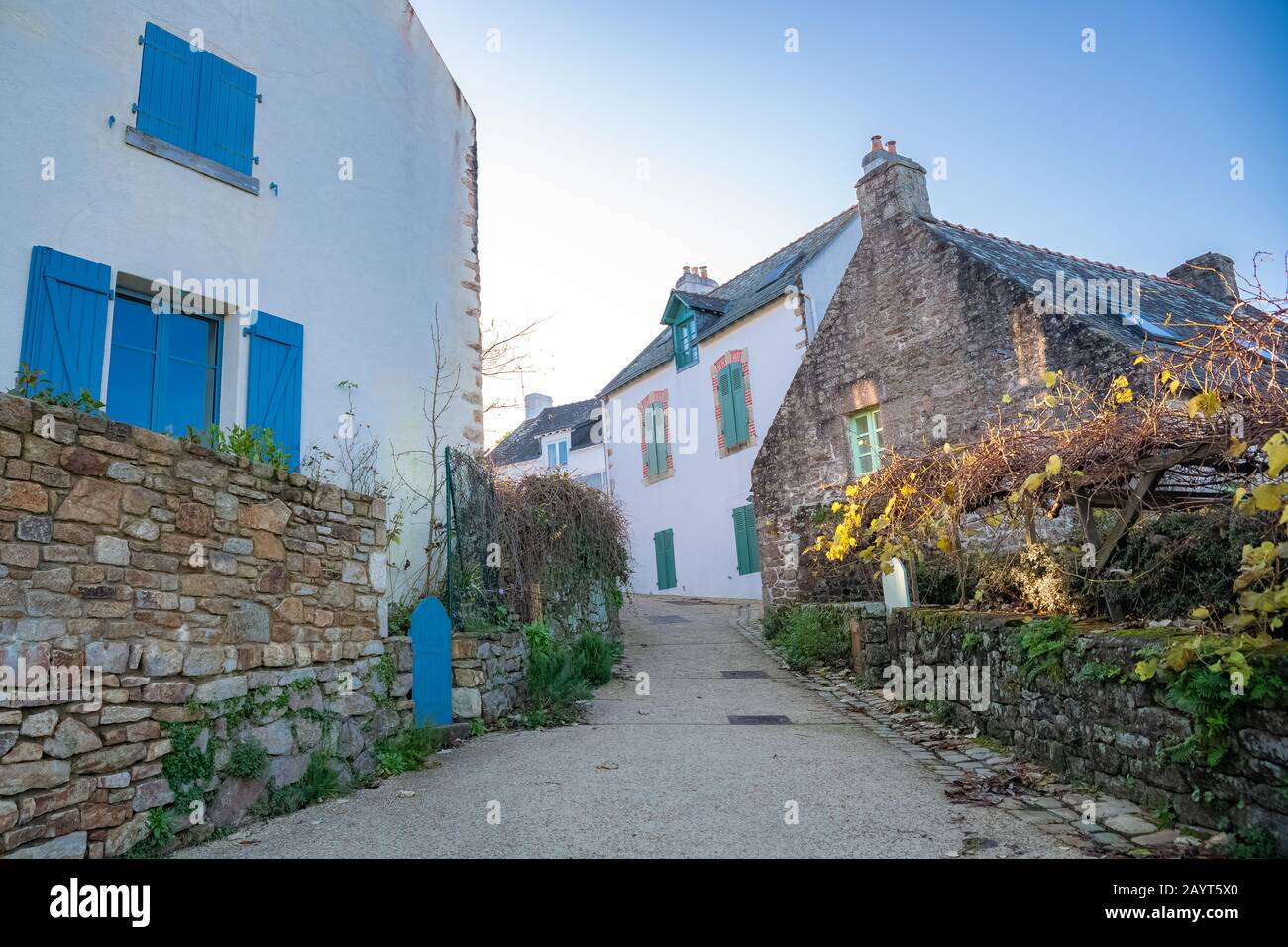 Bretagne, Ile aux Moines dans le golfe du Morbihan, une maison typique du village Banque D'Images