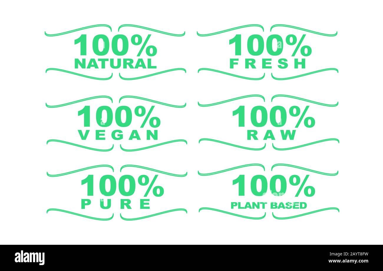 Logos vectoriels alimentaires 100 % Vegan Banque D'Images