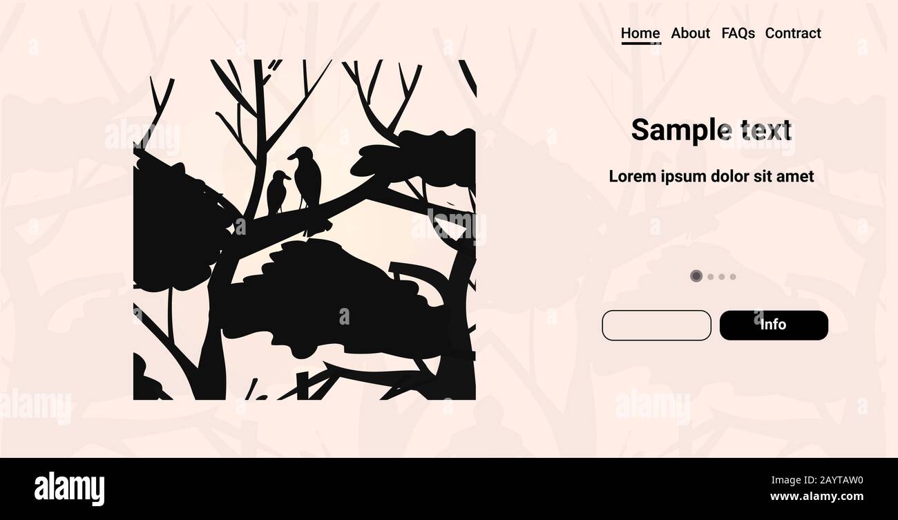 Arbres et oiseaux silhouettes bushfire catastrophe naturelle concept priez pour Australie copie horizontale espace illustration vectorielle Illustration de Vecteur