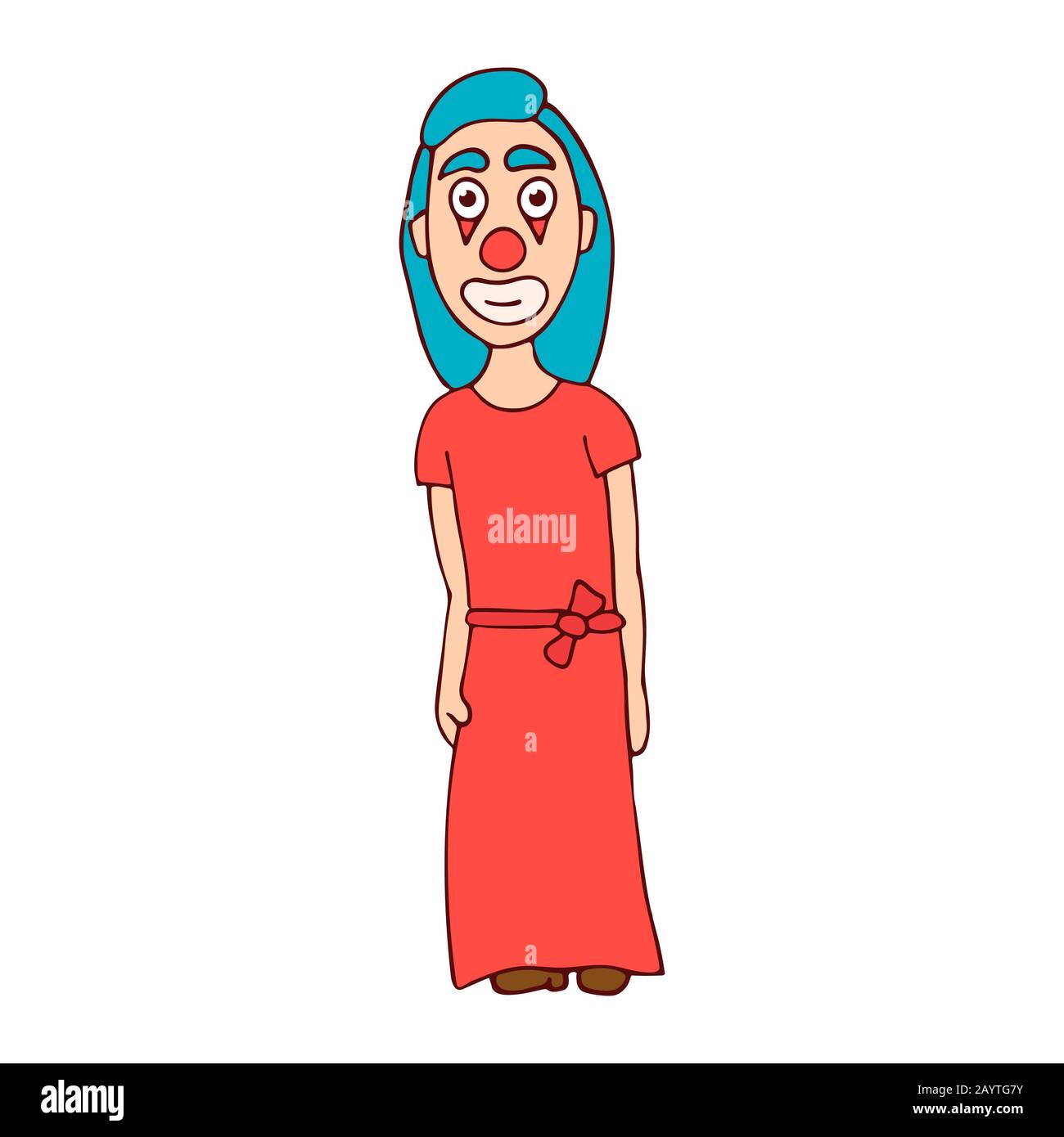 dessin animé femme clown en robe. fond blanc isolé stock vecteur illustration Illustration de Vecteur