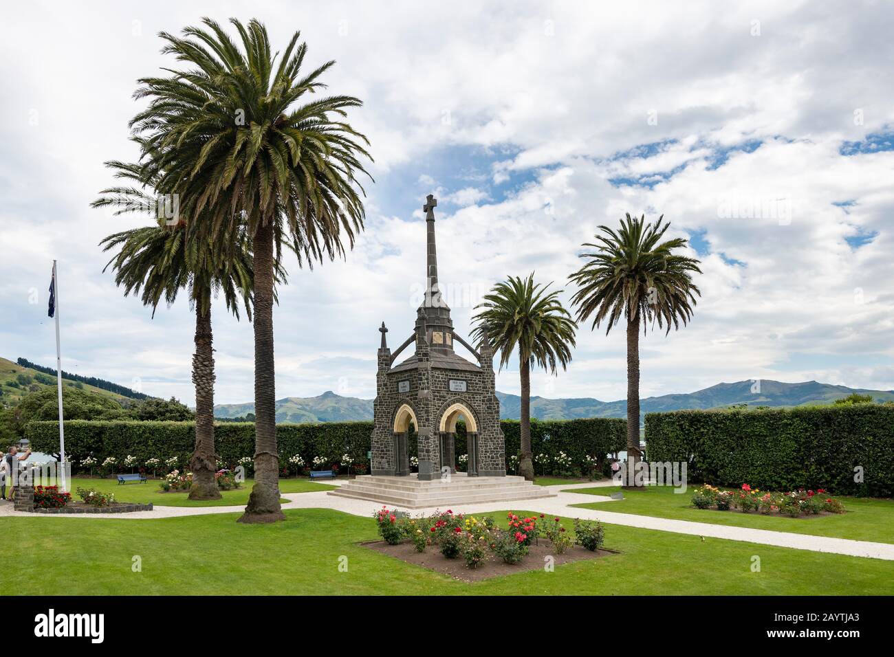 Mémorial De La Guerre À Akaroa, Péninsule Banks, Akaroa, Près De Christchurch, Canterbury, Île Du Sud, Nouvelle-Zélande Banque D'Images