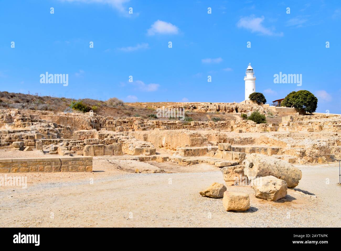 Le phare du site archéologique de Kato Pafos à Pafos, Chypre Banque D'Images