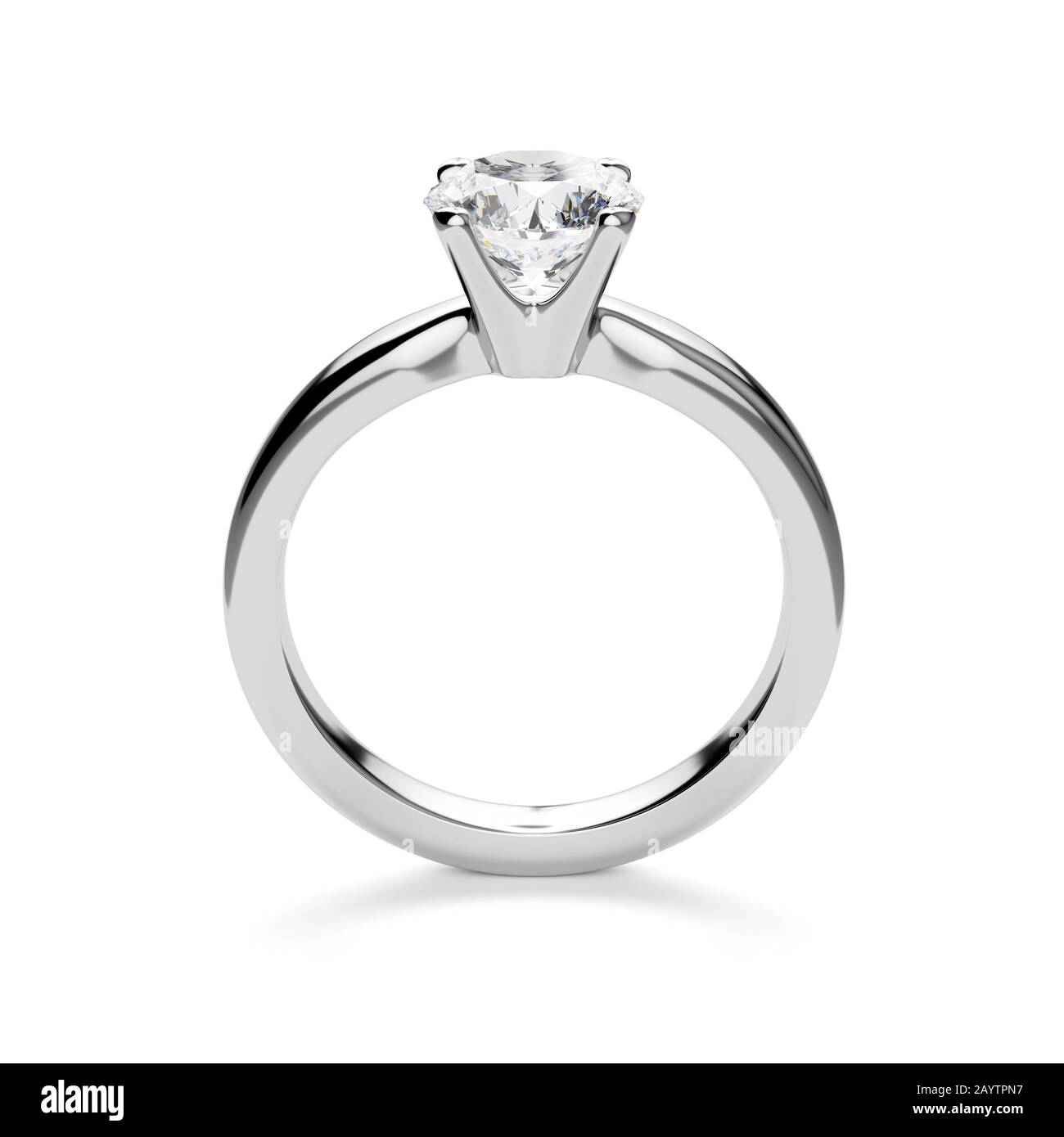 Le rendu 3D de l'anneau de diamant isolé sur fond blanc Banque D'Images